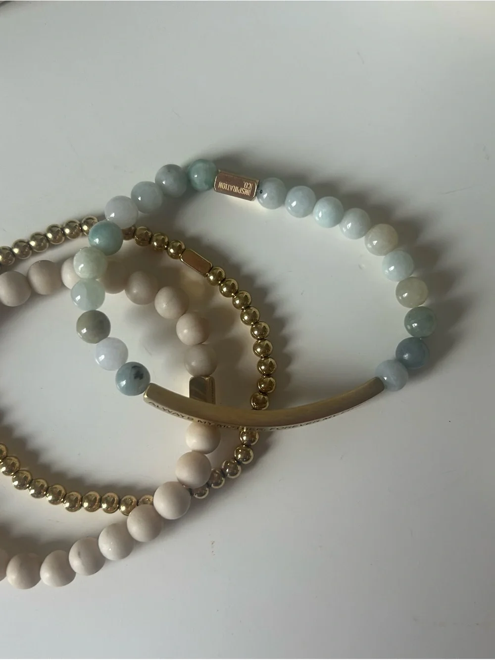 Jade and Gold Beaded Bracelet Set - Picture 2 of 9